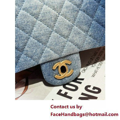 Chanel Washed Denim  &  Gold-Tone Metal Classic Flap 11.12 Handbag A01112 Blue 2025